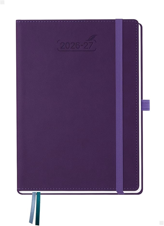 BEZEND Weekly Planner 2026-2027 (6" x 8.5") Horizontal Layout Notebook (Jul 26-Dec 27) 18 Months Academic Calendar & Monthly Tabs, Ideal for Students, Work & Home, PU Leather Hardcover -Purple