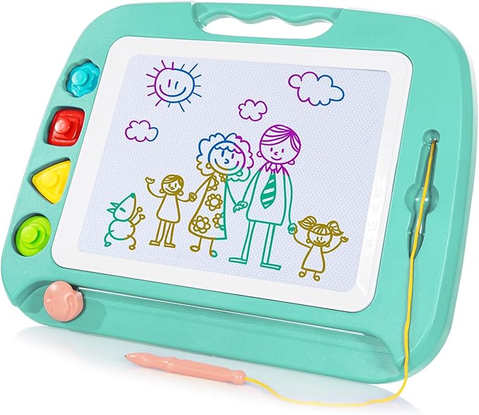 SGILE Toddler Toys for Kids, Large Magnetic Drawing Board for Birthday Gift, Toys for 1 2 3 4 Year Old Girls Boys, Etch & Sketch Pad with 4 Stamps, Learning and Educational, 16 ×13 in, Green