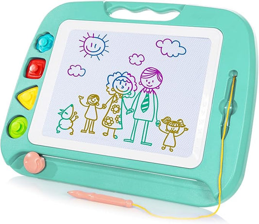 SGILE Toddler Toys for Kids, Large Magnetic Drawing Board for Birthday Gift, Toys for 1 2 3 4 Year Old Girls Boys, Etch & Sketch Pad with 4 Stamps, Learning and Educational, 16 ×13 in, Green