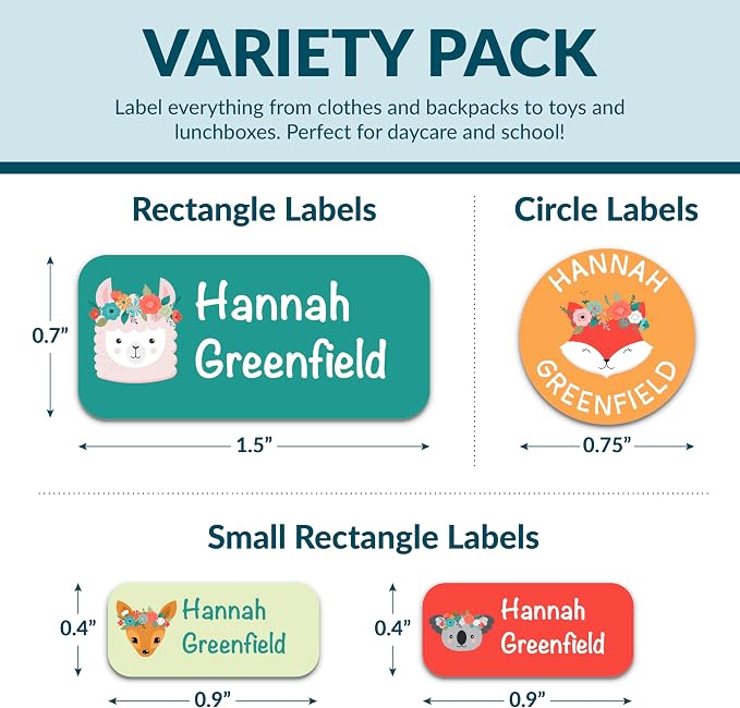 Personalized Waterproof Name Labels for Kids | Optional Packs 50, 150, 230 Labels | Custom Name Stickers for Kids' Clothing Tag, Water Bottle, Lunch Box, Customize Kid Name Label for Daycare Spring