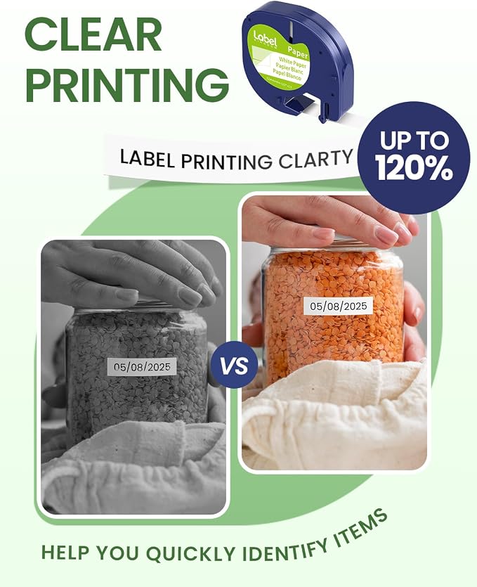 91330 Label KINGDOM Label Compatible with DYMO LetraTag Label Maker Refills | White Paper Tape Refills 12mm x 4m (1/2" x 13') Replace for Labeler Letra Tag 200B LT 100H 100T Plus, 10-Pack