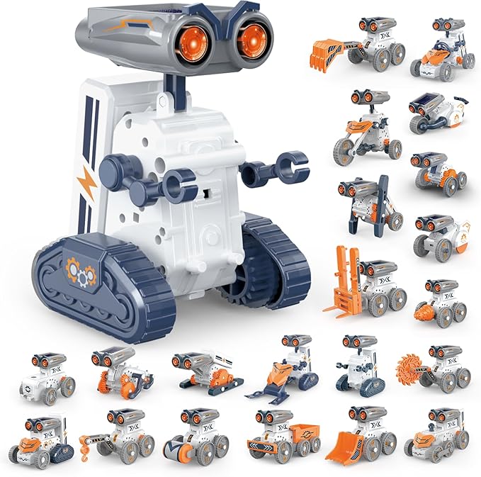 21 in-1 Solar Robot Building Kit STEM Gift for Kids 8-13, DIY Educational Science Robotics Toy Battery Solar Powered STEM Building Toy Set with 210 Pieces