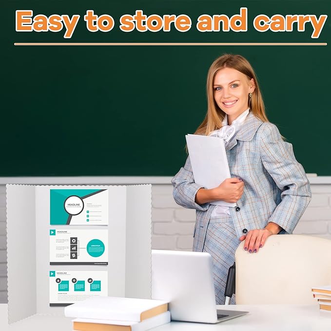 Ctosree 18 Pcs 22 * 38 Inch Tri Fold Poster Board Bulk, Science Fair Project Display Paperboard, Single Wall, Lightweight Presentation Board (White)