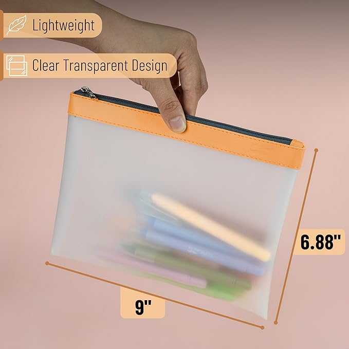 Mr. Pen- Clear Pencil Pouch, 3 Pack, Durable TPU Material, Large Water-Resistant Pencil Bags with Smooth Zipper, Multipurpose Clear Pouch for Stationery, School, Office, Travel Supplies