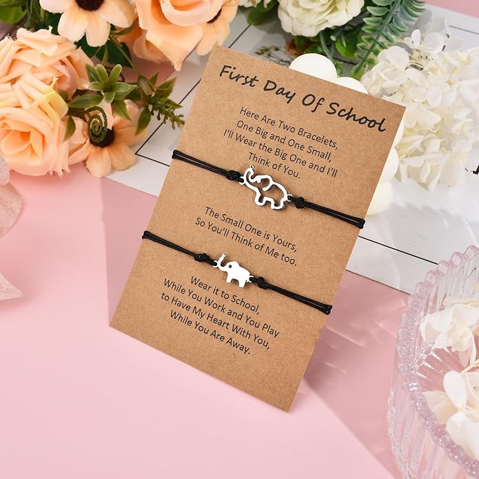 Back to School Gifts Mommy and Me Bracelet First Day of School Matching Wish Bracelets Set for Mother Daughter Son Women Teen Girls Boys Jewelry Gift