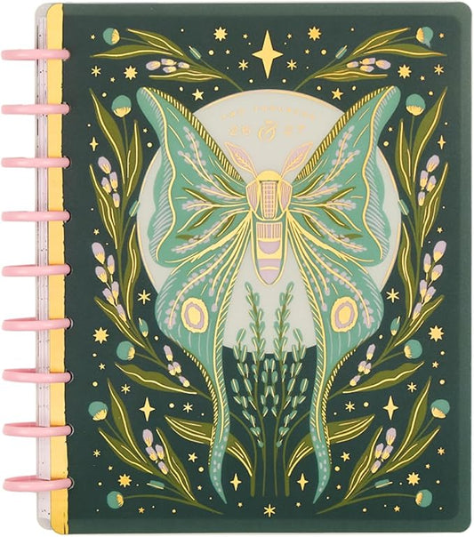 Happy Planner Disc-Bound Planner July 2026–June 2027, Includes 3 Extra Months and 2 Sticker Sheets, Classic Size, 7" x 9.25", Horizontal Layout, Mystic Moths Sage