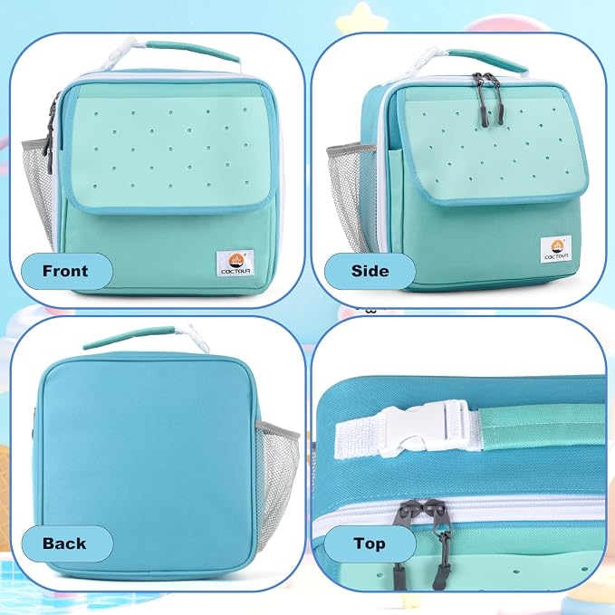 CaCTOUR Lunch Box Kids,Fun Color Lunch Box for Boys,Large Soft Cooler Lunch Bag for Kids,Back to School Thermal Insulated Lunch Tote Bag for School Daycare Outdoor (Teal)