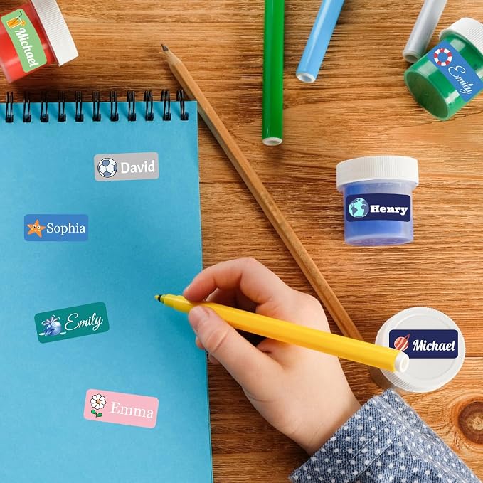 Personalized Name Labels for School Supplies 100 Pcs Custom Waterproof Name Stickers Customized Daycare Water Bottles Pencil Labels,1.2"x 0.5"