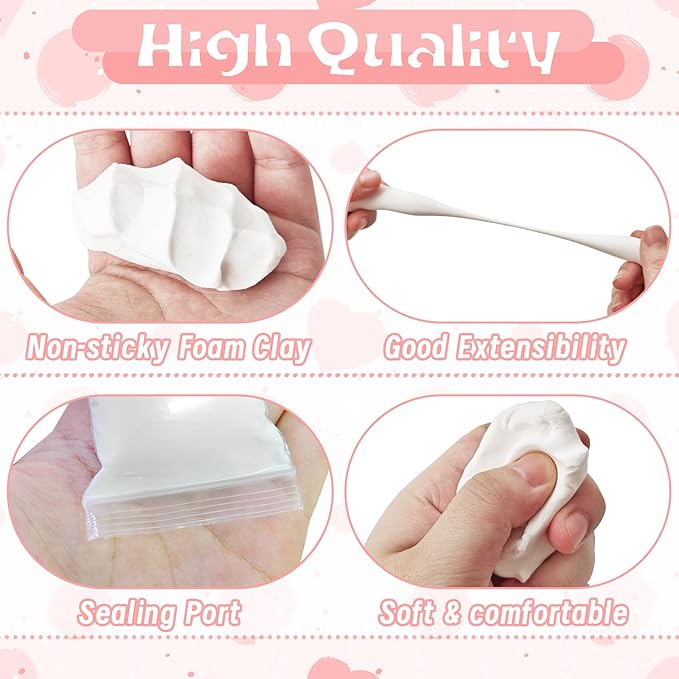 24 Pack White Air Dry Foam Clay,8.5oz DIY White Model Clay,Soft Bulk Modeling Foam Clay for Gift,Rewards,Arts & Crafts