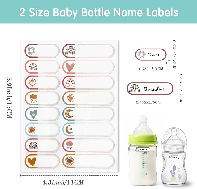 Name Labels for Kids Stuff Daycare, 320 Pcs Name Tags Stickers, Self-Laminating Write-On Waterproof Baby Bottle Labels, Reusable Washable Names Tag Stickers for Classroom School Essentials Supplies