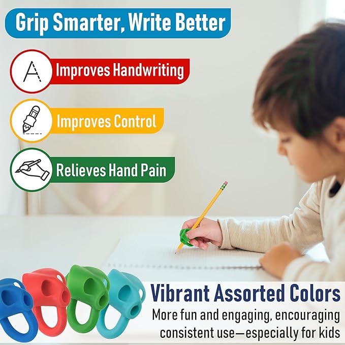 The Pencil Grip Pencil Grip The Classics Ring Grip Ergonomic Writing Aid, for Right or Left Handed Users, Assorted Colors, Pack of 6 (TPG-17306)