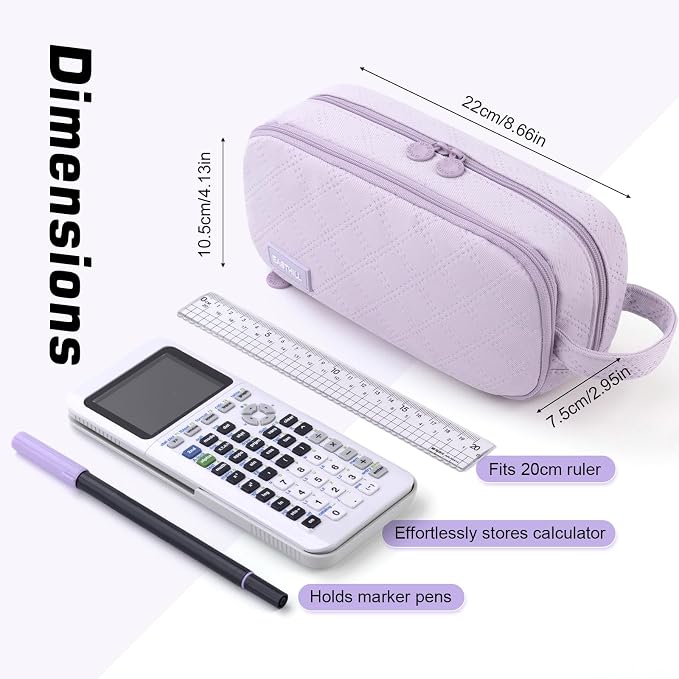 EASTHILL Large Capacity Pencil Case Cute Pencil Pouch with Handle Stationery Pen Bag for Teen Girls-Purple