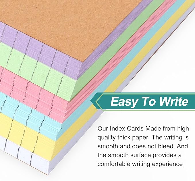 300 PCS Punched Lined Index Cards 3x5 Inch, Ruled Flash Cards With 6 Rings, Colored Notecards For Studying, Notes, Learning Memory，School, Office And Home(6 Colour）