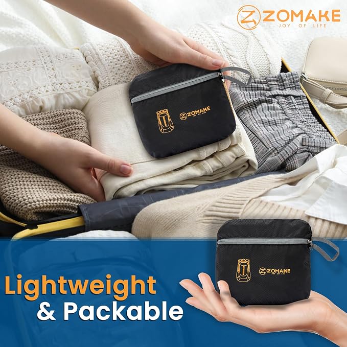 ZOMAKE Lightweight Packable Backpack 25L, Foldable Hiking Daypack | Water Resistant Small Folding Backpacks for Travel, Everyday Carry, Multi-Pocket Layout, Breathable Shoulder Strap