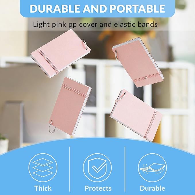 NEEWAY Ruled Index Cards with Ring 3x5 Inches, 200 Count Note Cards Lined, Flash Cards with Rings for Studying, Home and Office (Light Pink)
