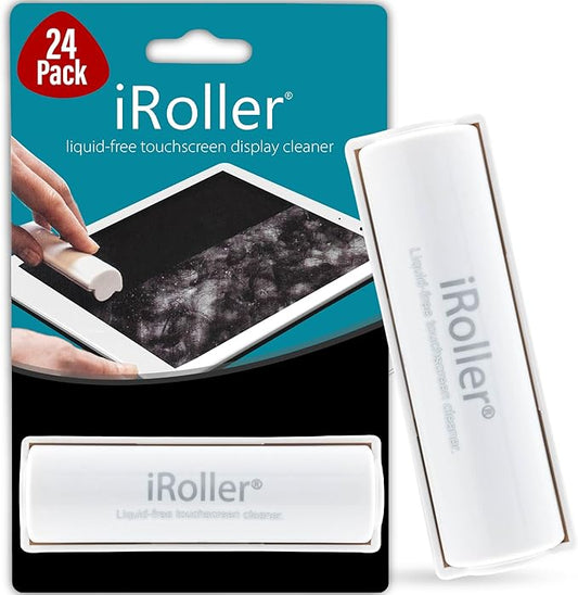 Screen Cleaner by iRoller - Pack of 24 - No Need for Spray or Wipes, Liquid Free - Reusable & Washable -Portable iPad Screen Cleaner for Touchscreen- Ideal for Phone, iPhone, MacBook, Monitor - 3.5"