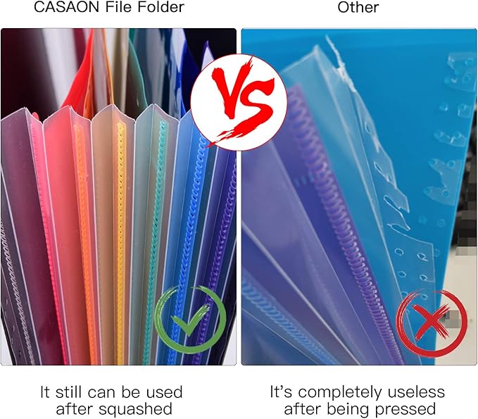7-Pocket Expanding File 3pcs, Plastic Expandable File Folder - Black&Blue&Red