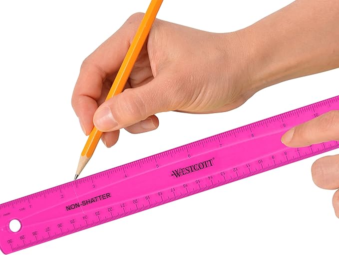 Westcott Shatterproof Ruler, Assorted Translucent Colors, 12" (Pack of 3)