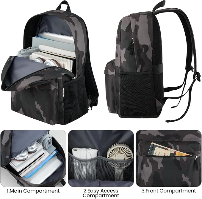 ZUBOND Unisex Backpack for School & Travel - Lightweight Laptop Backpack Fits 15.6 Inch Notebook, Water Bottle Pocket - Ideal for Teens, College Students, Adults