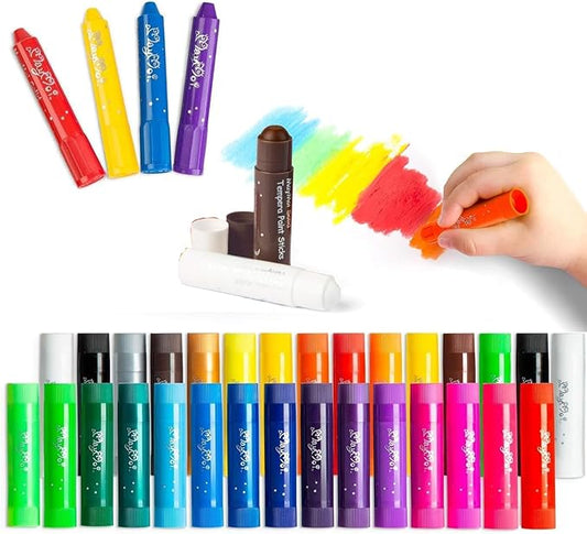 MayMoi Tempera Paint Sticks - 30 Bright Colors, Quick Drying, Easy to Color and Washable Crayons for Teens and Students