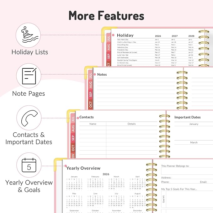 Jul 2026 - Dec 2027 Planner, Forvencer 18 Month Academic Planner 2026-2027, 6.3" x 8.4", Calendar Planner Weekly and Monthly, Daily Agenda Book, College School Supplies for Student Teacher, A5, Teal