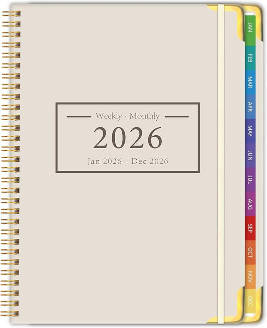 Planner -2026, Hardcover Weekly & Monthly Calendar Planner, January 2026 - December 2026, 6" x 8", Daily Agenda Book with Colorful Tabs, College Organizer Notebook, School & Work Supplies for Student Teacher Classroom