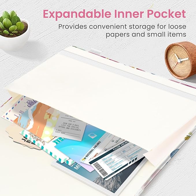 Taja Pretty Lined Journal for Women, Aesthetic Cute Hardcover Leather Journal for Writing, A5 College Ruled Notebook for Work & Note Taking, Perfect for Office School Home, 160 Pages, Bloom Floral