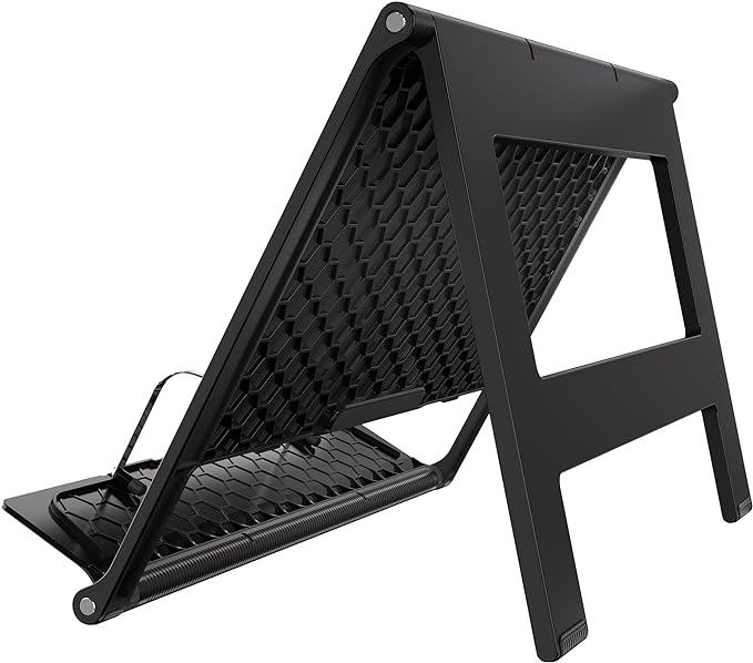 Readaeer Portable Book Stand Free Angle Adjustable Book Holder for Thick Textbook Collapsible Lightweight Book Rest (Black)