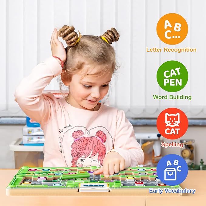 zhiwuzhu 2 in 1 Magnetic Color and Number Maze, Wooden Montessori Preschool Learning Toy, Fine Motor Skills Brain Game, Portable Travel Toy, Ideal Birthday for Toddlers 3-5 Year Old Boys Girls