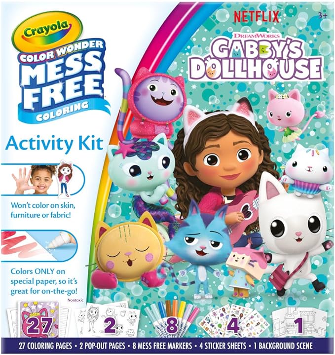 Crayola Color Wonder Gabby's Dollhouse Activity Kit, Mess Free Coloring Set for Toddlers, Travel Activities & Toys, Gifts for Girls & Boys