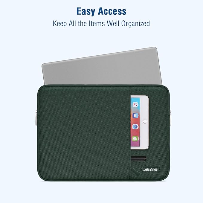 MOSISO Laptop Case 15 inch, 15 inch Laptop Sleeve Compatible with MacBook Air M5 A3448 M4 A3241 M3 A3114 M2 A2941 2026-2023, Dell XPS, Polyester Vertical Computer Sleeve Bag with Pocket,Midnight Green