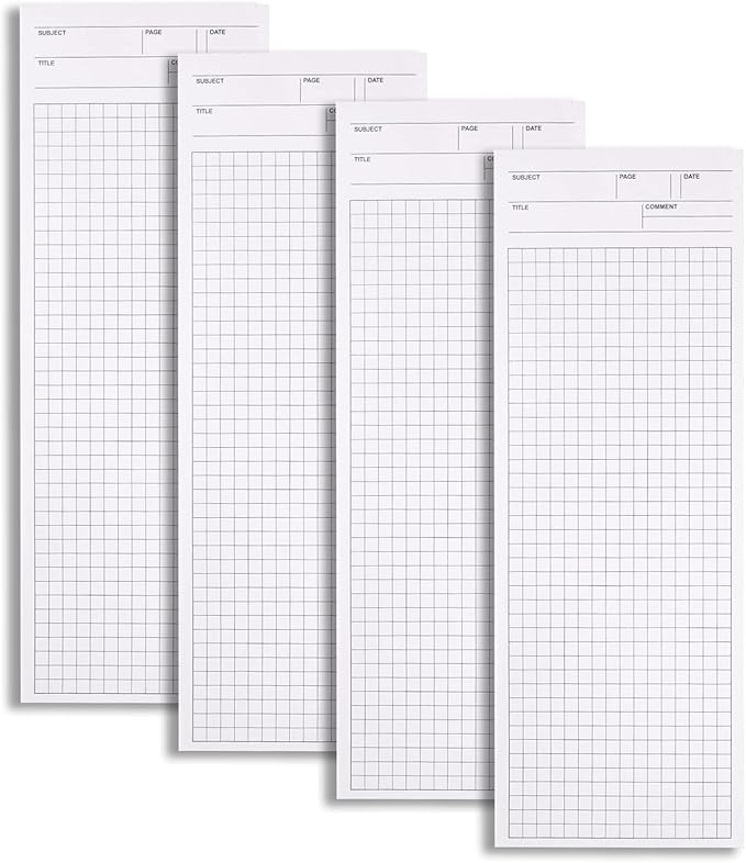 GINCEVHY 4 Pack Graph Paper Notebook, 9.8 × 3.5 inches Long Strip Notepad, Personalized Memo Pads for Planning, Tasks, Appointments, Reminders, Home, Office, 50 Sheets Per Note Pads (Grid)