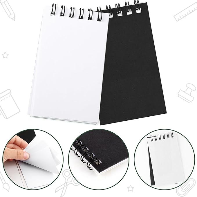 Hooqict 24 Pack Small Pocket Notebook Black Mini Notebooks Party Favors Bulk Spiral Notepads with Lined Pages, Memo Pads Pocket Size for Work, Office, Travel, Classroom, 3.9 x 2.4 Inches