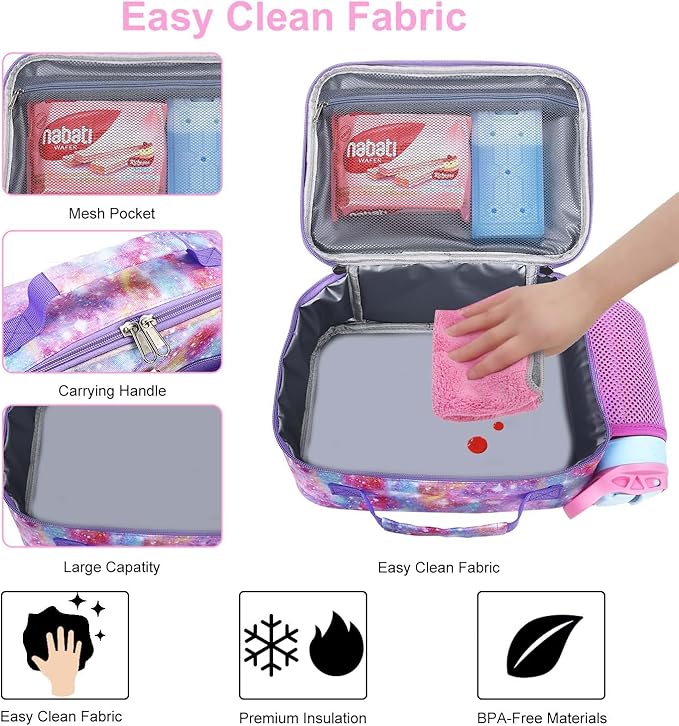 RHCPFOVR Kids Lunch Bag - Insulated Lunch Box for Boys Girls,Washable Lunch Bag and Reusable Toddler Leak-proof Lunchbox for School and Daycare