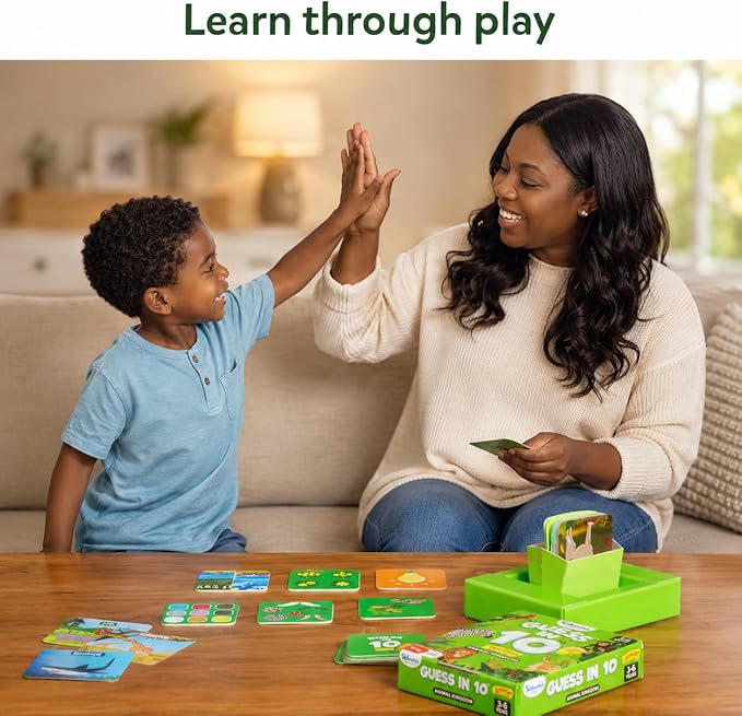 Skillmatics Guess in 10 - Animal Kingdom, Card Game for Preschool Kids, Girls & Boys, Fun Travel Game & Gifts for Ages 3, 4, 5, 6