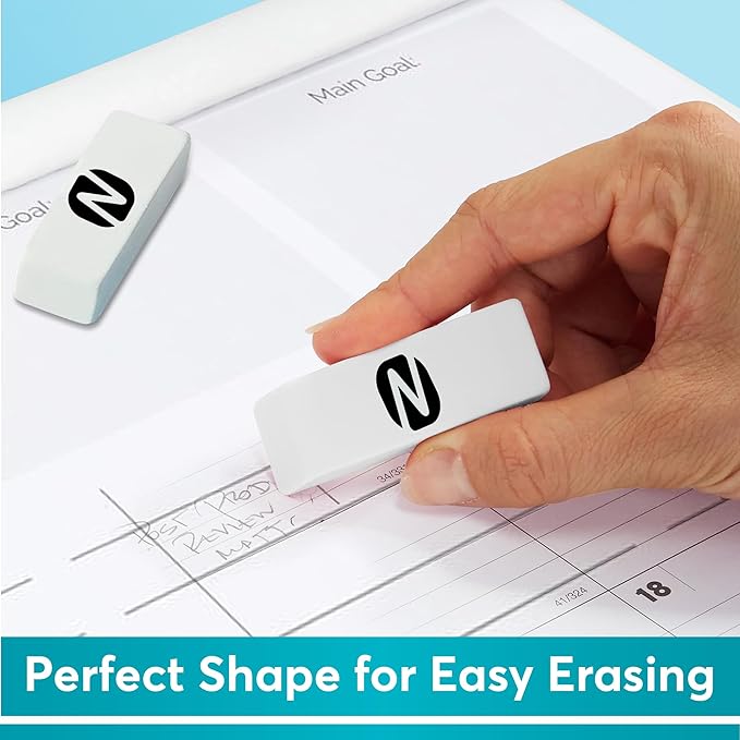 White Erasers for Kids – 12-Pack Bulk Pencil Erasers for School, Office, and Art Use – Soft, Latex-Free, Smudge-Free Erasers for Writing, Drawing, Sketching, and Exams
