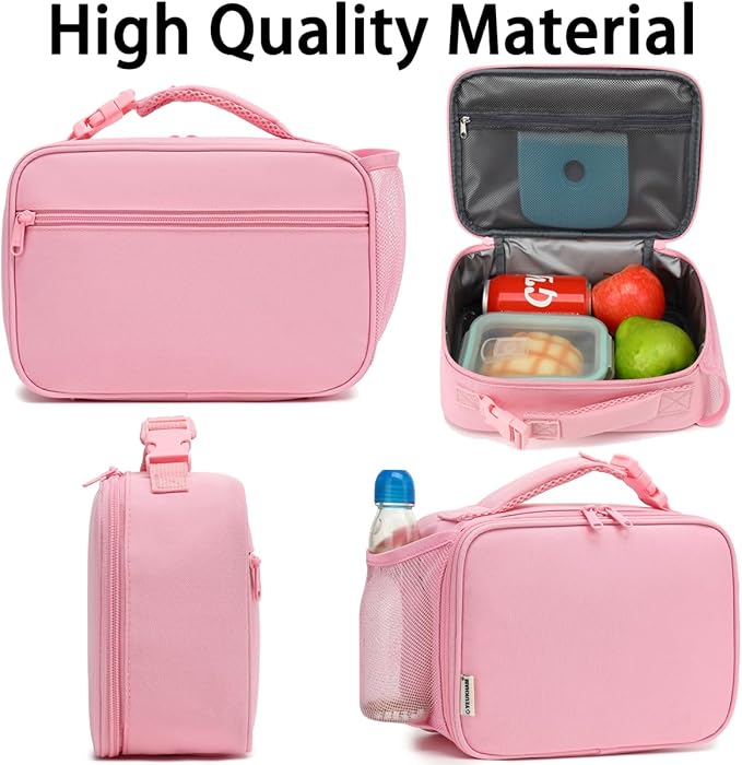 GYEUKHAM Insulated Lunch Box for School, Thermal Reusable Durable Freezable Lunch Bags for Kids Boys Girls Men Women - Small Soft Cooler Portable Lunch Tote Kit for Work Picnic Travel,Pink