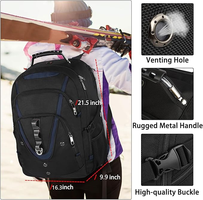 18.4 Laptop Backpack Men Women, 55L-60L Extra Large Laptops Backpack, TSA Friendly Flight Approved and RFID Anti-theft Pocket,Water Resistant Suiltable for Traveling