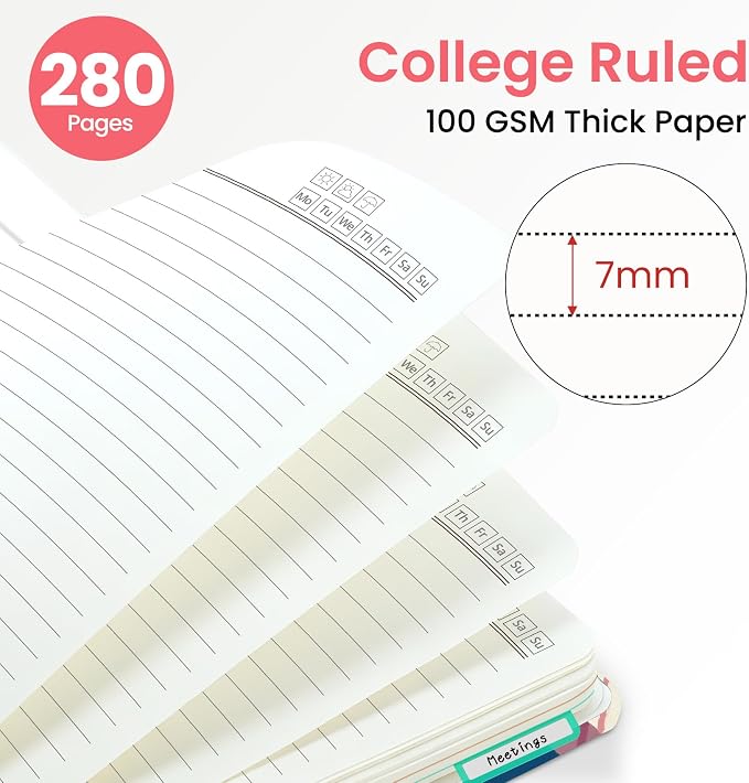 ZOTIA Large Spiral Notebooks for Work 5 Subject with Removable Dividers