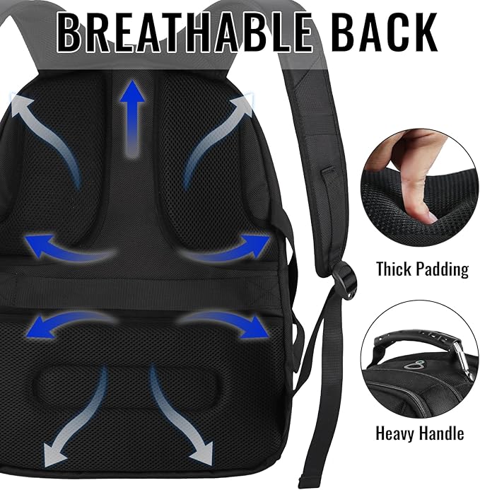 YOREPEK Large Backpack for Men, Extra Large Laptop Backpacks for Men Women, Water Resistant Travel Backpack Airline Approved Business Work Bag Fits 15.6 Inch Computer, Black