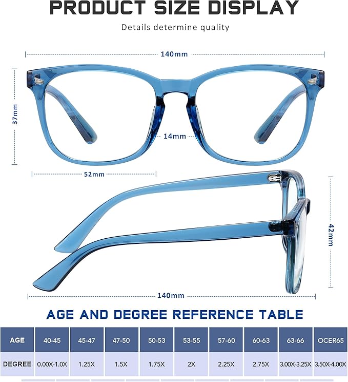 Reading Glasses for Women Men - Blue Light Blocking UV Filter Computer Readers,Anti Eyestrain Eyeglasses