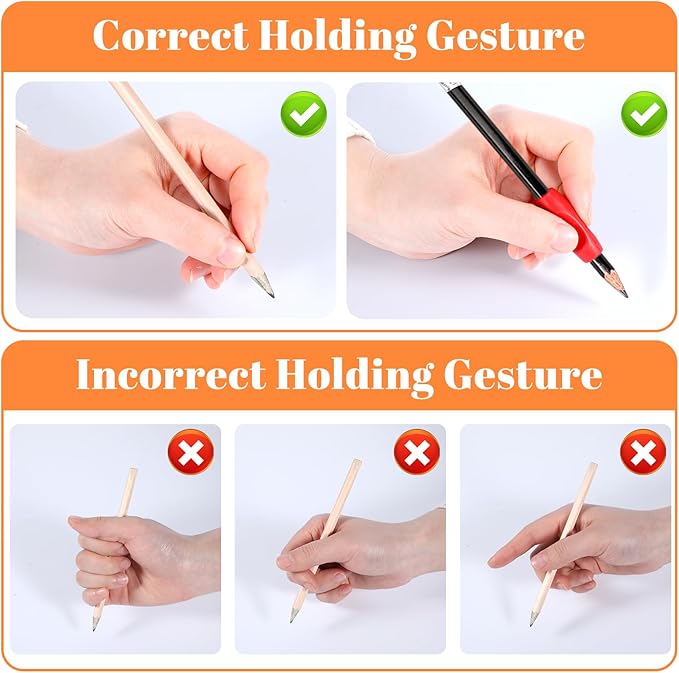 12PCS 3 Concaves Silicone Grippers for Pencil Pen, Ergonomic Comfort Grip Multicolour Writing Aid for Drawing Writing Stylus