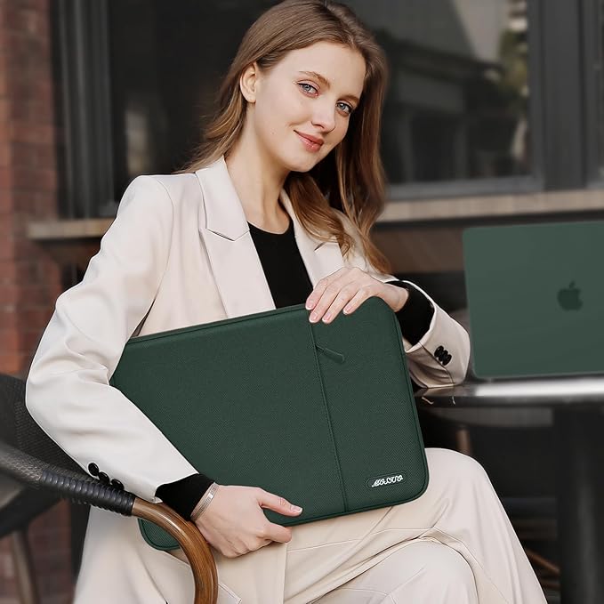 MOSISO Laptop Case 15 inch, 15 inch Laptop Sleeve Compatible with MacBook Air M5 A3448 M4 A3241 M3 A3114 M2 A2941 2026-2023, Dell XPS, Polyester Vertical Computer Sleeve Bag with Pocket,Midnight Green