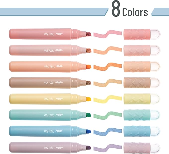 Mr. Pen- Aesthetic Highlighters, 8 pcs, Vintage Pastels Colors, Cute Highlighters Assorted Colors for Journaling, Highlighting, Underlining, Fast Dry, Back to School Supplies