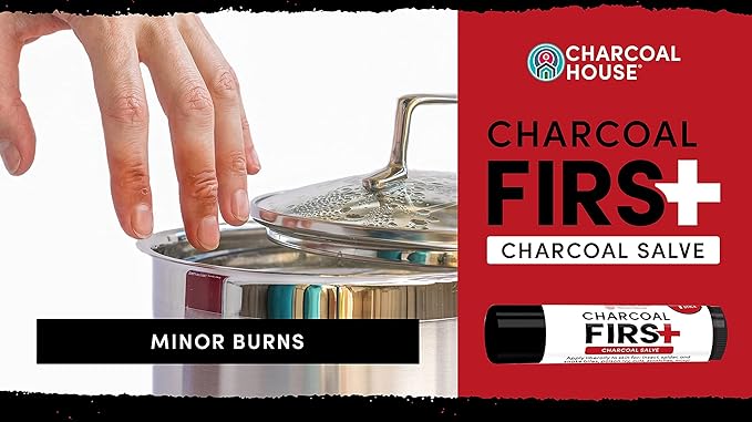 Charcoal First Activated Charcoal Salve Stick by Charcoal House - 100% Natural, Non-GMO Activated Carbon: Soothes Cuts,Bruises, Minor Burns, Bites & Itches - 0.15oz