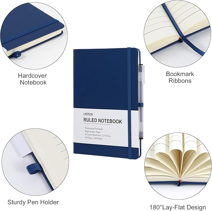 20 Pack Journals for Writing College Ruled Notebooks Journal in Bulk, Hardcover Notebooks (200Pages) for Note Talking, Lined Bullet Journals for Home School Office, 5.7"x8.4", Dark Green