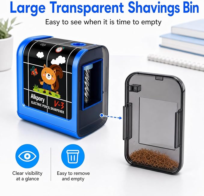 Battery Operated Electric Pencil Sharpener for Kids, Auto Stop Safety Switch, Fast Pencil Sharpener for No.2 and Colored Pencils, Portable Desk Sharpener for School, Home, Office, Blue