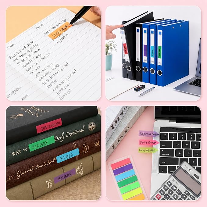 Mr. Pen- Page Markers Sticky Tabs, 800 pcs, Colored Translucent Arrow Flags for Page Marking, Fluorescent Index Tab Stickers for Notebooks, Small Sticky Notes Flags