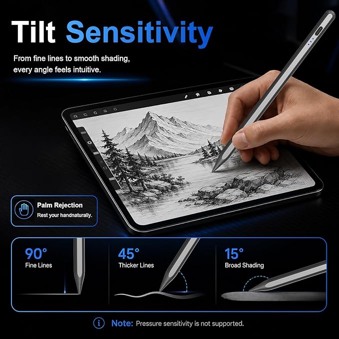 HATOKU Stylus Pen for iPad 2018-2026, 15 Min Fast Charge iPad Pencil 1st Gen with Tilt Sensitivity, Palm Rejection, Magnetic Pen for Apple iPad 6-11, Air 3-5/M2/M3, Mini 5-7, Pro 11/12.9/M4/M5 (Black)