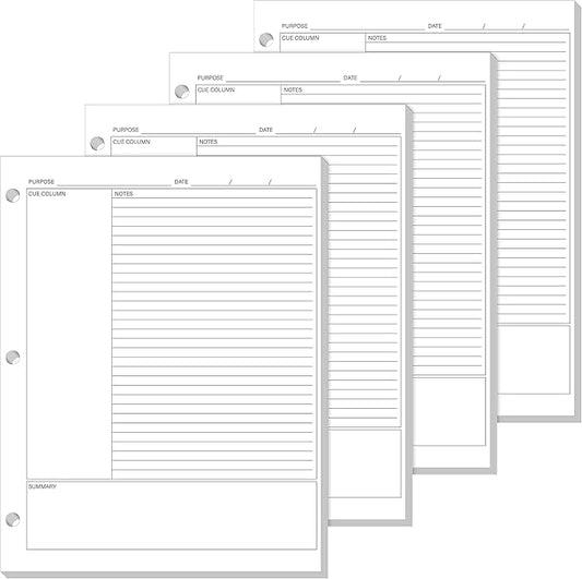 Ctosree 400 Sheets Cornell Notes Loose Leaf Paper Notebook Taking System Filler Paper, 8.5 x 11 Inch, 3 Hole Punch, White, Double Sided for Office College Home